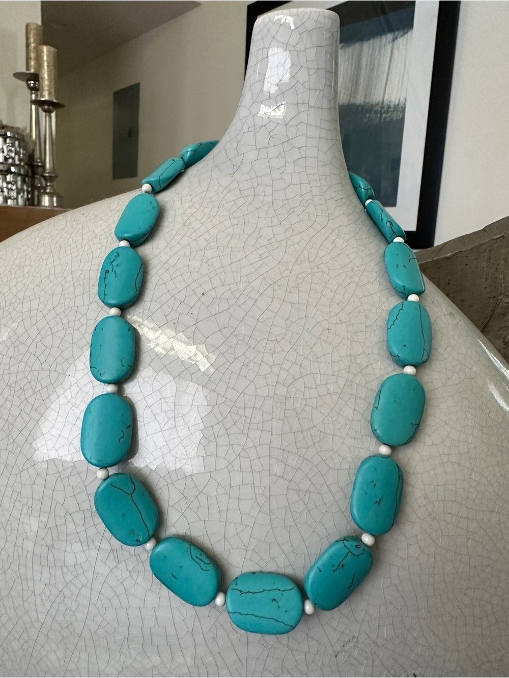 Turquoise Stone Bead Necklace - Women Jewelry